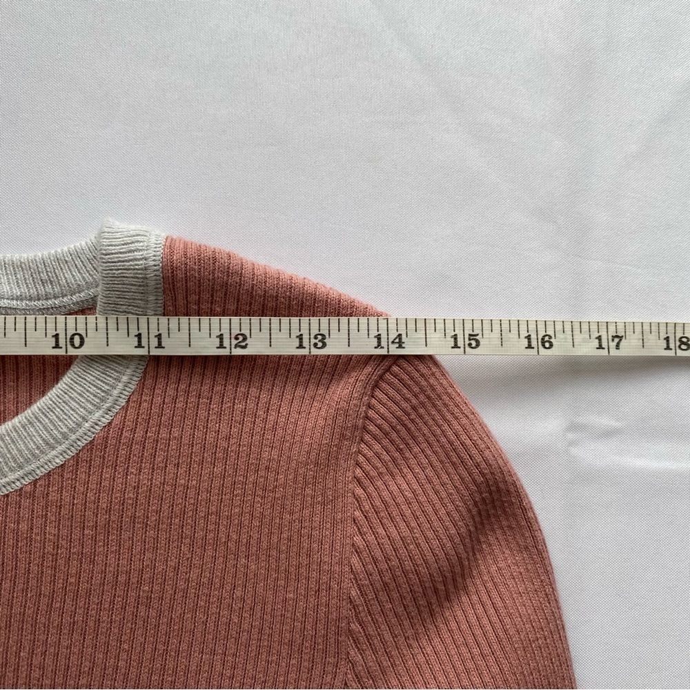 Faherty Rose Pink Colorblock Mikki Cotton/ Cashmere Henley Sweater Size Small - Picture 13 of 15